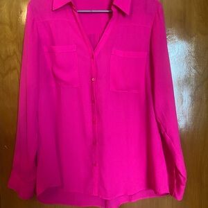 Women’s Hot Pink Button-Up Blouse